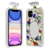 Custodie per telefoni con specchio per portabottiglie con catena diamantata Bling per Samsung S10 S9 S20 FE S21 Plus Ultra Note 8 10 9 20 Lite Pro + custodia con strass