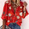 Jogoo Jolee Plus Size Mulheres Blusa Casual Floral Impressão V Pescoço Solto Camisas Loose Tops Elegantes e Blusas Vintage Streetwear Tunic 210619