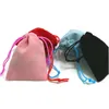 5x7 cm velours cordon pochette sac/sac à bijoux noël/mariage cadeau sacs noir rouge rose bleu 4 couleurs en gros