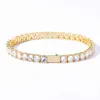 Printemps boucle Tennis 3A CZ 3mm 4mm 5mm 1 rangée zircone or argent couleur Bracelet pour hommes femmes glacé Hip Hop bijoux