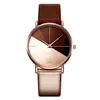 New SHENGKE High Quality Quartz Movement Watches Leather Strap Dress Wrsitwatch Gold Watchband Dress Wrsitwatch Ultra Thin Dial gi276H