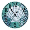 Wandklokken 14 Inch 3D Mooie Zomer Strand Shell Starfish Print Ronde Klok Decoratieve horloge Oceaan Thema Groot