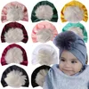 Ins 11 Cores Recém-nascido Bebê Bonés Veludo Cabelo Bolas de Cabelos Crianças Bebê Sólido Garotas Slouchy Gorros Crânio Cachorro Retrânio Criança Bolas de Pele