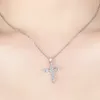 Crystal Cross Stone 925 Sterling Silver Pendant Chain Necklace Women Jewellery