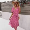 Drukuj Drukowana Drukowana Drukowana Sukienka Dla Kobiet Casual Styl Wakacyjny Summer Sexy Duże Huśtawka Długa Dress Boho Przycisk Vestidos 210508