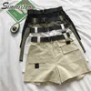 SURMIITRO Casual Sommer Cargo Shorts Frauen Koreanischen Stil Kurze Hosen Hohe Elastische Taille Breite Bein Shorts Weibliche Mit Gürtel 210712