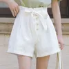 Summer Coreia Moda Mulheres Estudante Solta Cintura Alta Cintura Wideleg Calças Bow Cordilheira Casual Caqui Plus Size D193 210512