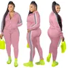 2 قطعة مجموعة النساء الخريف ملابس sweatsuit ركض الزي البريدي الأعلى sweatpants رياضية بالجملة زائد حجم S-4XL