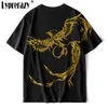 Summer Men Casual T-shirts Chinese Style Embroidery Short Sleeve Unisex High Street Tees Tops