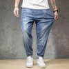 Primavera Estate Jeans Uomo Elastico Dritto Large Size 48 Tasca da uomo Ricamo Stretch Denim Pantaloni Uomo grande Plus Size M-6XL 7XL 210622