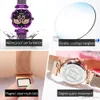 Moda Feminina Swan Relógio Ímã Roxo Milão Malha Alta Mulher Diamante Relógios Tik Tik Pares Menina Vestido Relógio de Relógio Waterwatch