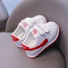 Baby Boy Shoes for 1 Year Old Soft Bottom Toddler Shoes Girl Stripe Newborn Hook Loop Flat Sneakers Infant Fall Shoes D09251 210326