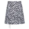 HEYounGIRL Zebra Print Bodycon High Waist Skirt with Chains Casual Skinny Short Skirt Women Summer Zipper Streetwear Y2K 90s X0428