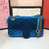 Marmont Aksamitna torba na ramię z łańcuszkiem Crossbody Lady Designers Torebka Laxurys 26CM