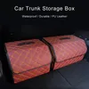 Storage Boxes & Bins Quilting Car Trunk Box Waterproof PU Leather Organizer In Folding Item Bag Automobile Stowing Tidying