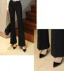 Czarne spodnie flarowane kobiety wiosna i jesień moda temperament szczupły odchudzanie wysokiej jakości spodnie wysokiej jakości 210527
