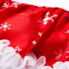 4枚の木材の服装プリント長袖サンタクローススノーフレークスカート弓帽子の靴下クリスマス服セット41yk K2