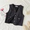 Women's Chic Spring Summer Sleeveless All Match Vest V Neck Sweet Casual Button Solid Ladies Short 210520