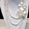 Specialerbjudanden Kvinnor Collier Halsband Hängsmycken Collares Enkel stil Naturlig Barock Freshwater Pearl Lång halsband