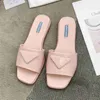 2022 Designer Women Sandalen vierkant teen echte lederen slippers mode platte slippers hoge hak sandaal strand glijbanen hotel bad fasion slipper met doos 35-40