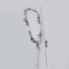 Gravel Beaded Bracelet Keychain Bag Pendant Decorate Mobile Phone Chain Anti-Lost Colorful Beaded Strap Women Hanging Cord