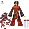 Rolecos Game Genshin Impact Hutao Cosplay Costume Hu Tao Cosplay Cosplay Astrice Astrict Asycles for Women with Hat Y0903