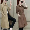 Women's Trench Coats Fashion Women Winter Vintage Jacket Lapel Solid Office Lady Long Sleeve Windbreaker All-match Coat For Daily Life