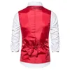 Kamizelka męska Czerwona Cekinowa z Bowtie Gilet Homme Marka Slim Fit V Neck Glitter Kamizelka Mężczyźni Party Stage Prom Pokaż Kostium 210522