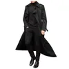 Erkek Trençkot Uzun İnce Erkek Ceket Kruvaze Yaka Rüzgarlık Erkek Moda Sonbahar Kış Tasarım G2