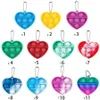 50pcs Simple fossette pousser porte-clés sensoriel enfant Fidget jouet Stress bulle porte-clés pousser bulle conseil doigt Pendant8855336