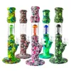 Silicone Bong Dab Rig 12.5inches 6 arms Hookahs water pipe with glass bowl smoke pipes bongs oil burner