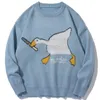 Beter Mannen Streetwear Trui Gans Patroon Gebreide Sweater Herfst Mode Harajuku Katoen Casual Pullover Sweater Tops 211006