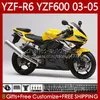 Corpo de motocicleta para yamaha yzf-r6 yzf600 yzf r 6 600 cc 03-05 carroçaria quente amarelo 95NO.90 yzf r6 600cc yzfr6 03 04 05 cowling yzf-600 2003 2004 2005 kit de feiras de OEM