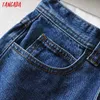 Tangada Pantaloncini di jeans a vita alta blu stile fidanzato da donna Pantaloncini casual estivi femminili TO2 210609