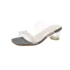 Kapcie Pearl High Heel Sandals Kobiety Przezroczyste PCV Grube Buty Letnie Wypoczynek Otwórz Toe