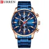 Relogio Masculino Mens Relógios Top Marca Luxo Curren Negócios Assista Homens Cronógrafo Relógios de Pulso Para Homens Azul Relógios 210527