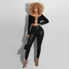 2021 Spodnie Kobiety Faux Skóra Pełna długość Skinny Slim Pencil Spodnie Wiosna / Jesień Vintage Solid Woman PU Spodnie Q0802