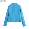 Zevity 2021 Mulheres Cady Cor Textura Dupla Textura T Curto Slim Blazer Casaco Vintage Female Chic Busintos CT715 x0721