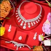 Earrings & Necklace Jewelry Sets Godki 4Pc Yellow Cz Luxury African Set For Women Wedding Party Zircon Crystal Dubai Bridal Gift Drop Delive