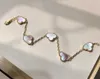 S925 серебряный браслет-кулон с пятью цветами и розовой ракушкой для женщин, свадебные украшения, подарок, с застежкой в виде ромба PS48044960534