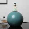 ARTLOVIN Modern Bowknot Girl Figurines Nordic Character Figures Round Ball Storage Box Bubble Gum Girls Sculpture Green Color 21038316251