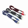 2.4a Fast Charge LED-kablar Typ C Micro flätat USB-kabel 1m 3FT Alloy Fabrics för Samsung Huawei Android Phone PC