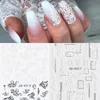 1 SHEET Beyaz 5D Tırnak Etiket Kabartmalı Çiçek Dantel Çıkartması Düğün Çivi Sanat Tasarım Çiçek Kelebek Manikür Dekor Na213