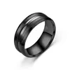 8mm svart ring för män Kvinnor Groove Rainbow Titanium Stål Bröllop Band Trendiga Fraternal Ringar Casual Male Smycken