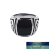 Cluster Rings Vintage Black Onyx Stone Punk Titanium Steel Square Ring Men Silver Color per gioielli maschili Wedding Party Gift1 Prezzo di fabbrica design esperto Qualità