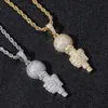 18k gouden zanger microfoon ketting koperen kubieke zirkonia hiphop kettingen 60 cm gouden ketens jongens rap sieraden set voor vrouwen mannen mode wil en zand dropship