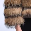 MMK冬の女性の毛皮のジャケット本物の毛皮のコートナチュラルアライグマの毛皮のコートレザージャケットの女性のジャケット製品210816