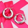 Stainless Steel 5MM Width Thickness Girl's Bling Smooth Circle Hoop Earring Simple Party Punk Rock Brincos Round Thick Loop Earrings for Women Lady Ear Ring Jewelry