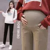 Pregnant Women Belly Pants Summer Black Elegant Maternity Formal Trousers Ankle-length Pregnancy Work Clothes With Pockets Bottoms