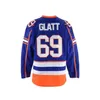 Nikivip goedkoop aangepaste groothandel #69 Doug Glatt hockey jersey heren allemaal gestikt blauw maat 2xs-3xl 4xl 5xl 6xl elke naam nummertruiens